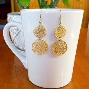Gold Tone lace drop dangle french wire earrings